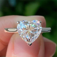 S925 Sterling Silver VVS1 Moissanite Diamond Women's Heart Cut Ring with Fine Jewelry Heart Shape
