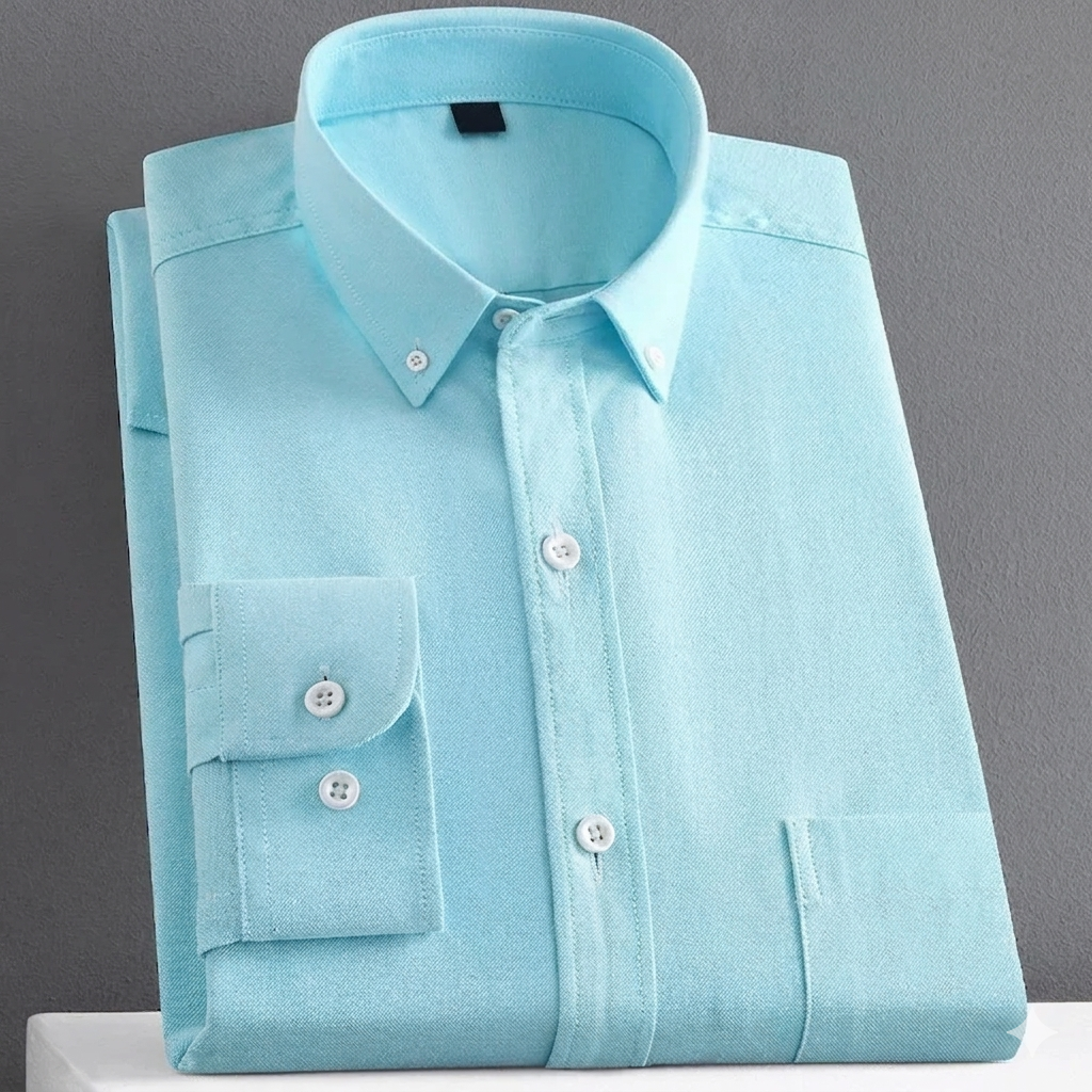 Luxury Men's 100% Cotton Oxford Shirt Long Sleeve Casual Chemise Homme Anti-Wrinkle Yarn Dyed Solid Color ODM Supply for Spring