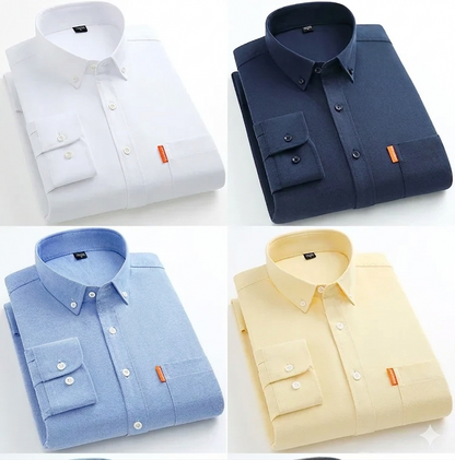 Luxury Men's 100% Cotton Oxford Shirt Long Sleeve Casual Chemise Homme Anti-Wrinkle Yarn Dyed Solid Color ODM Supply for Spring