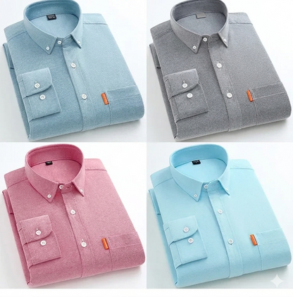 Luxury Men's 100% Cotton Oxford Shirt Long Sleeve Casual Chemise Homme Anti-Wrinkle Yarn Dyed Solid Color ODM Supply for Spring