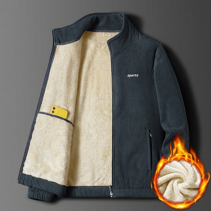 Men's Heavyweight Winter Sweatshirt Jacket, Thickened Fleece Hood, Loose Fit, Solid Digital Printing