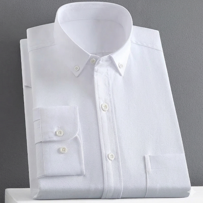 Luxury Men's 100% Cotton Oxford Shirt Long Sleeve Casual Chemise Homme Anti-Wrinkle Yarn Dyed Solid Color ODM Supply for Spring