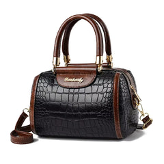 Luxury Women's 2025 Boston Waterproof Zipper Closure PU Material Messenger Shoulder Bag Large Capacity Stone
