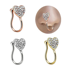 Xinfocus Body Jewelry Fake Nose Ring Nose Cuff Non Piercing Indian Nose Cuff Heart Fashion Body Jewelry