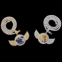 NUOYA Custom Personalize Design Wing Image/Picture Memory Diamond Angel Hiphop Photo Pendant Fine Jewelry