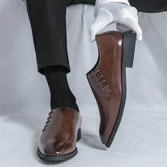 British Stylish Man Oxfords Formal Black Brown Wedding Leather Shoes Lace-Up Business Office Dress Leather Men Shoe