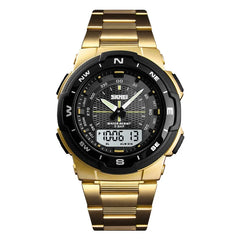 Skmei Hot Rose Gold Grid Texture Dual Time Display Week 12/24 Hour Digital Watch Men Outdoor Sports