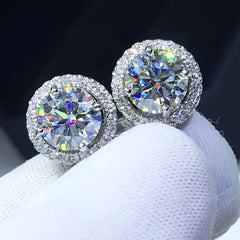 Luxury Moissanite Stud 1ct VVS 925 Sterling Silver Men Women Jewelry Flower Cluster Halo Diamond Earrings With GRA Certificate