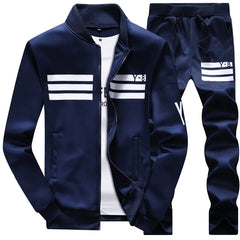 High Quality Plus Size Men's Full-Zip Breathable Jogging Tracksuit Set Long Sleeve Sportswear Outdoor Training Tracksuits