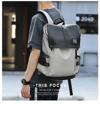 Mochila Vegan Leather Vintage Teenagers Daily School Backpack Laptop Backpack for Boys Faux Pu Leather Man Backpack