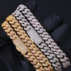 NUOYA Luxury 3 Rows Cuban Chain 10mm Width Flip Clasp Design Full Iced Out Zircon Hip Hop Fine Jewelry