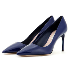 Luxury Elegant  Direct Women Navy Blue Patent Leather Pumps Pointed Toe High Heel  Office Gala