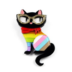 CANYUAN Fashion Cat Girl Four Layers Acetate Brooch Cute Mini Accessories