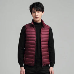 Lightweight Down Jacket Men's Short Stand Collar 2024 Winter Vest 50% White Duck Down Large Size Warm Down Vest