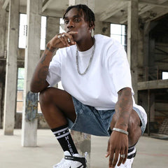 Quality Cotton  Oversize Hip-hop Style Men's T-shirts Loose Casual Men's Short-sleeved T-shirts.