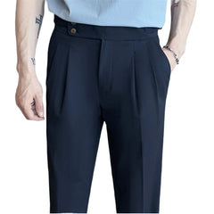 British Retro Men's High-Waisted Khaki Naples Pants Casual High-Draped Straight Style for Spring Plus Size Fabric Material