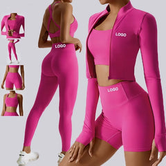 Custom Logo Wholesale High Stretch 2 Tow Piece Crop Top OEM Skinny Tracksuits Fitness Leggings Outfits Matching Sets for Women