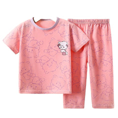 100% Cotton Short Sleeve Summer Baby Boy Outfits Cartoon Printed Baby Girls Pajamas