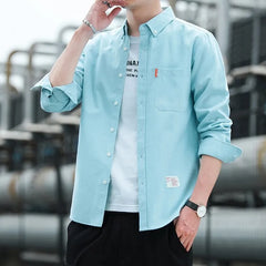 Luxury Men's 100% Cotton Oxford Shirt Long Sleeve Casual Chemise Homme Anti-Wrinkle Yarn Dyed Solid Color ODM Supply for Spring