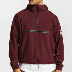 Men's Autumns Casual Waterproof Windbreaker Hoodie 100% Polyester Sport Gym Zipper Jacket Pullet Style Pocket Design Wholesale