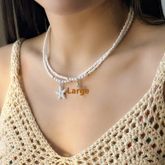Simple Rice Beads Pearl Starfish Card Necklace for Women Cross-Border Casual All-Match Seaside Play Accessories Buddhism