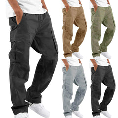 Men's Pants Fashion Outwear Straight Pants Casual Baggy Elastic Waist Pocket Cargo Pants