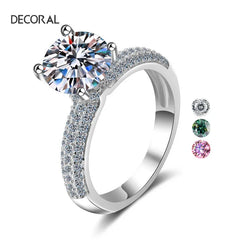 Luxury 2 Carat Moissanite Ring Pass Diamond Tester 925 Sterling Silver Shiny Fashion Jewelry Rings Moissanite Ring Women