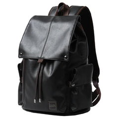 Drawstring Waterproof PU Leather Bags for Men Fashionable Original Design Men's Leather Backpack