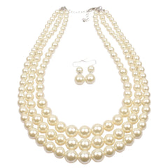 Choker Party Wear Round Shape Pearl Jewelry Necklace and Earrings Set