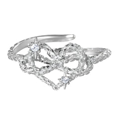 Chic Sterling Silver Heart Bow Infinity Rings for Women Adjustable Designer Jewelry
