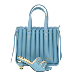 Good Quality Skyblue Italian Shoes and Bags Set Slipper High Heels Women Shoes and Bag Set Wearing Fashion Sandals Ladys Shoes