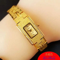 2023 New Brass Women's Watch 24K Gold Watch Gift for Lovers Inlaid  Diamonds Small Luxury Retro Carved Vintage Retro