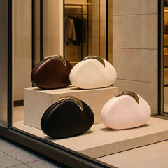 New Oval Shell Shape Purses Clutch Trendy PU Leather Evening Bag Elegant Egg Shell Bags Fashion Purses and Handbags for Women