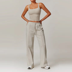 Custom LOGO Casual Sports Vest Suit for Women High Waist One Set Running Fitness Comfortable Sportswear