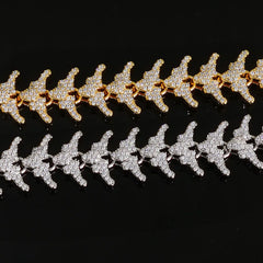 NUOYA Full Iced Out Arrow Link Bracelet 16mm Silver Plated with Elastic Clasp Micro Pave Zircon Design Hip Hop Fine Jewelry