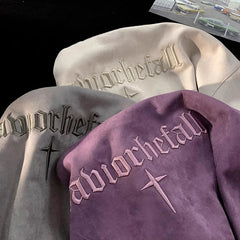 Embroidery   Custom Suede Patch Thick Collar Cotton T Shirt Solid Blank Tee Men Black White Oversized Tshirt