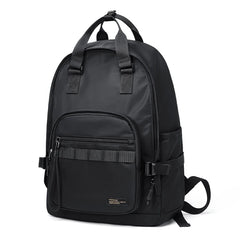 MOYYI Lightweight Casual Men's School Backpack Student Black Waterproof Polyester Laptop Backpack for Man with Woven Logo