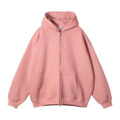 Men's 350g ODM Polyester/Cotton Hoodie Thickening Fleece with Zipper Loose Fit for Autumn