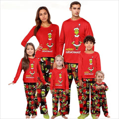 Fun Holiday Grinch Christmas Pajamas Set Adults Kids 2 Piece Sleepwear Family Christmas Pajama Set