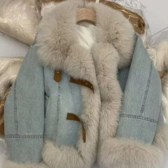 Custom Winter New Women's Cotton Clothes Denim Coat Women Clip Down Cotton Short Warm Winter New Thick Warm Jacket Coat