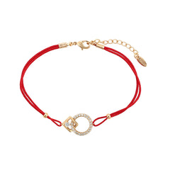 xuping Handmade Jewelry 18K Gold Plated Fashion Red Rope Elegant Style Bracelet for Women