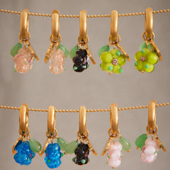 Cute Stainless Steel PVD 18K Gold Plated Resin Agate Strawberry Flower Drop Earrings Fashionable Stylish Accessory for Women