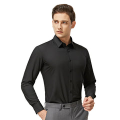 Stylish and Simple Men's Long-sleeved Shirt Solid Color Non-ironing Lapel Slim Men's Long-sleeved Shirt.