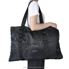 Personalized High Quality Unisex Black Polyester Folding Duffle Travel Organizer Bag with Logo