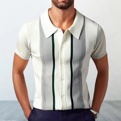 High Quality New  Polo T-Shirt Casual Lapel Short Length Button Decoration Polo