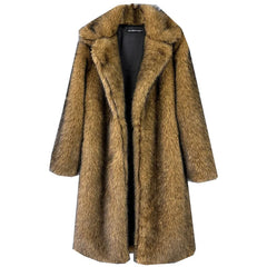 2025 Women's Luxury Long Plush Fox Faux Fur Overcoat Winter Fashion Casual Print Washed-Wholesale