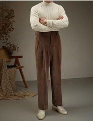 Men's High-Waisted Full-Length Casual Pants Solid & Fashionable Winter Wear Made From Flexible Fleece Straight Cut Pant Women