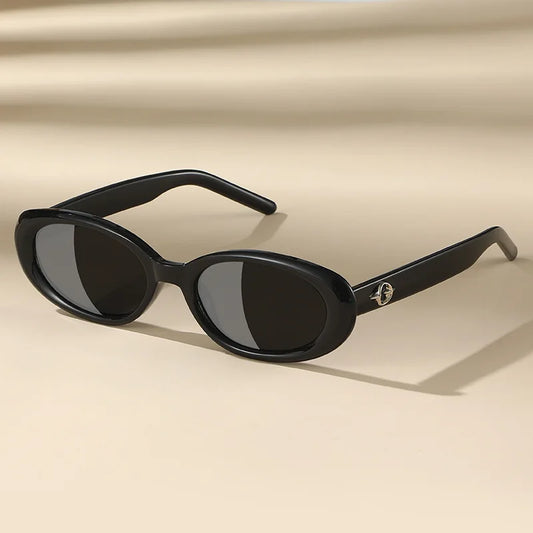 MCROONS Retro Small Frame Sunglasses - Black