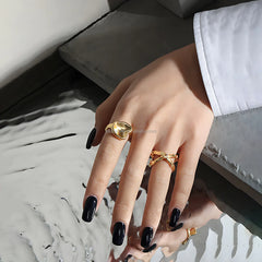 Gold Plated Jewelry Abstract Irregular Shape 925 Sterling Silver Statement Jewelry Open Ring for Women