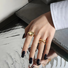 Wholesale Gold Plated Jewelry Abstract Irregular Shape 925 Sterling Silver Statement Jewelry Open Ring for Women